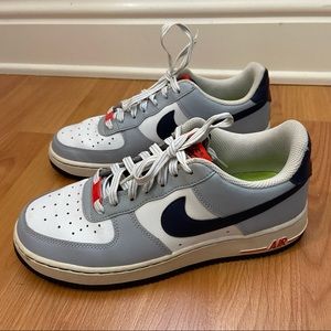 Vintage Nike Air Force 1 Youth 2013 Wolf Grey, Blackened Blue & White Shoes 7Y
